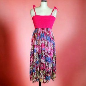 Retro Hibiscus Collection Hawaii Pink & Floral Dress - One Size